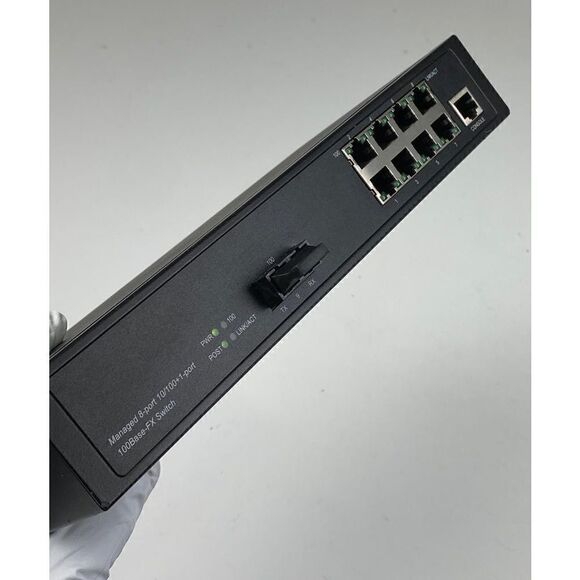 Managed 8 Port 10/100+1-Port 100Base FX Switch & Power Cord Black AO1530 - Picture 8 of 9